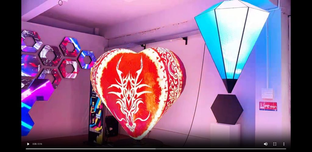 TOOSEN heart-shaped LED screen — a creative display form factor that commands attention in ways a flat panel never can