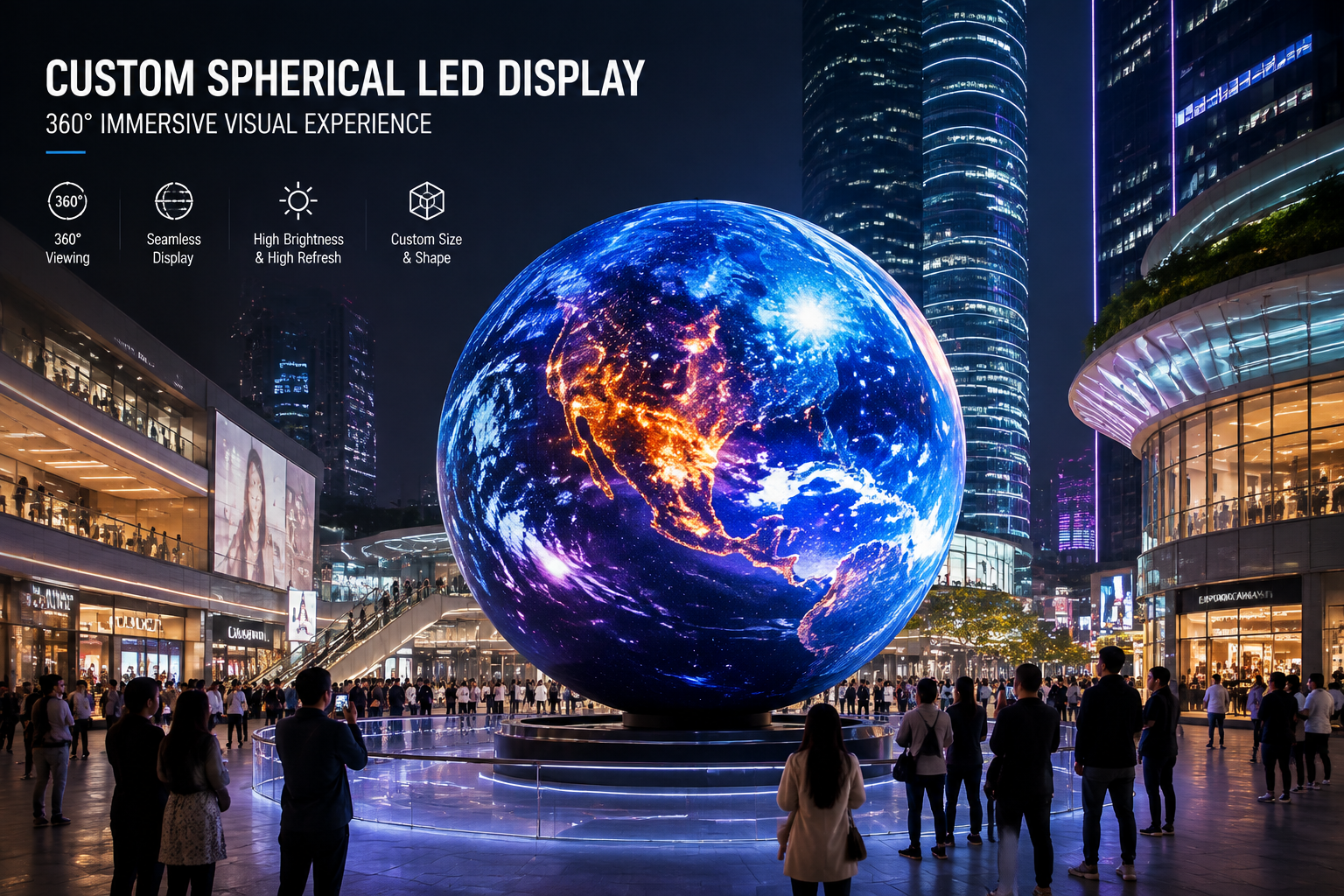 Custom Spherical LED Display | 360° LED Sphere Screen Manufacturer